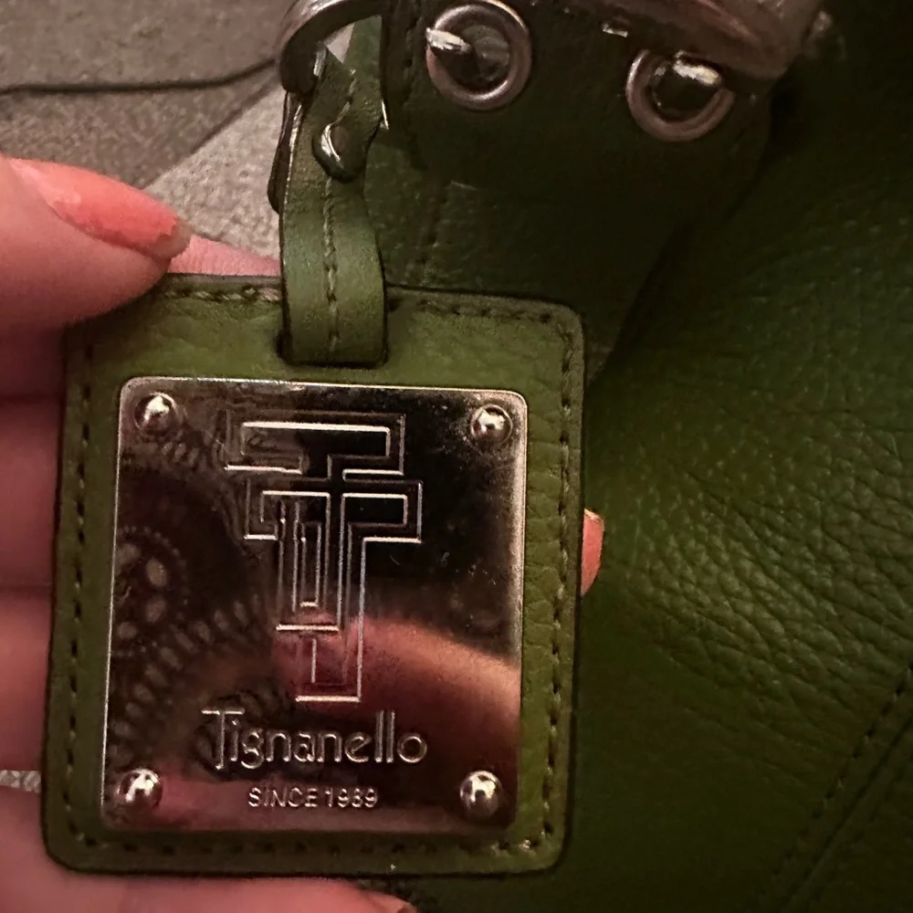 Tignanello Green Shoulder Bag with Smooth Leather Finish - Picture 2 of 9